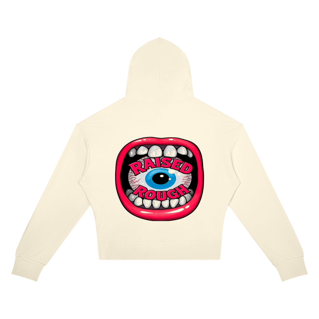 RAISED ROUGH Mouth full Women’s Crop Drop Shoulder Hoodie