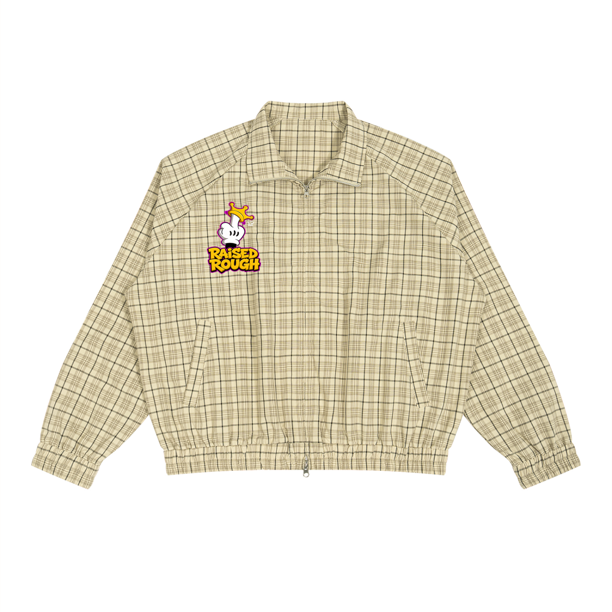 Middle Fingers Up Plaid Full-Zip Track Jacket