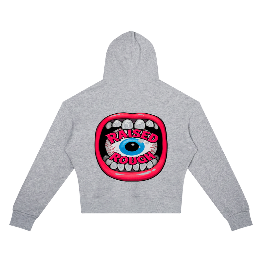 RAISED ROUGH Mouth full Women’s Crop Drop Shoulder Hoodie