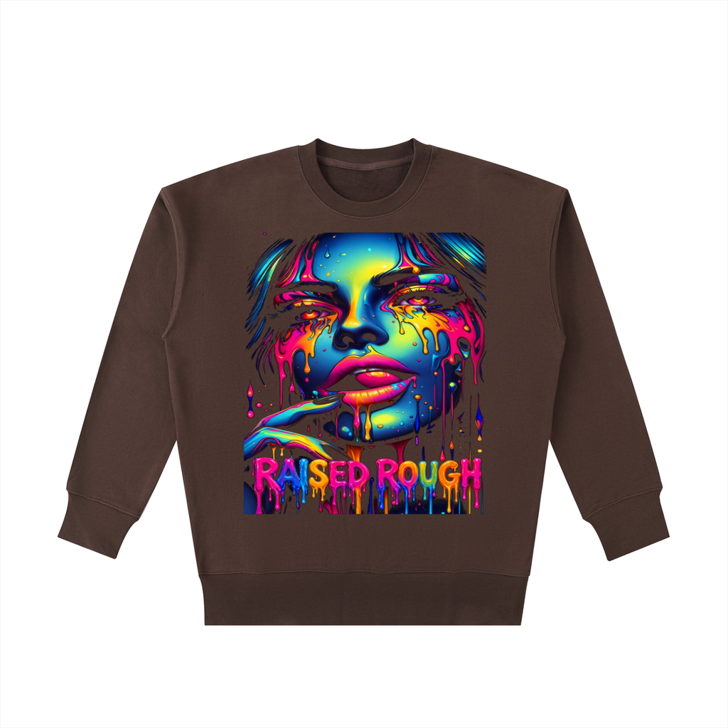 RAISED ROUGH Psychedelic Drip Essential Heavyweight Cotton Sweatshirt