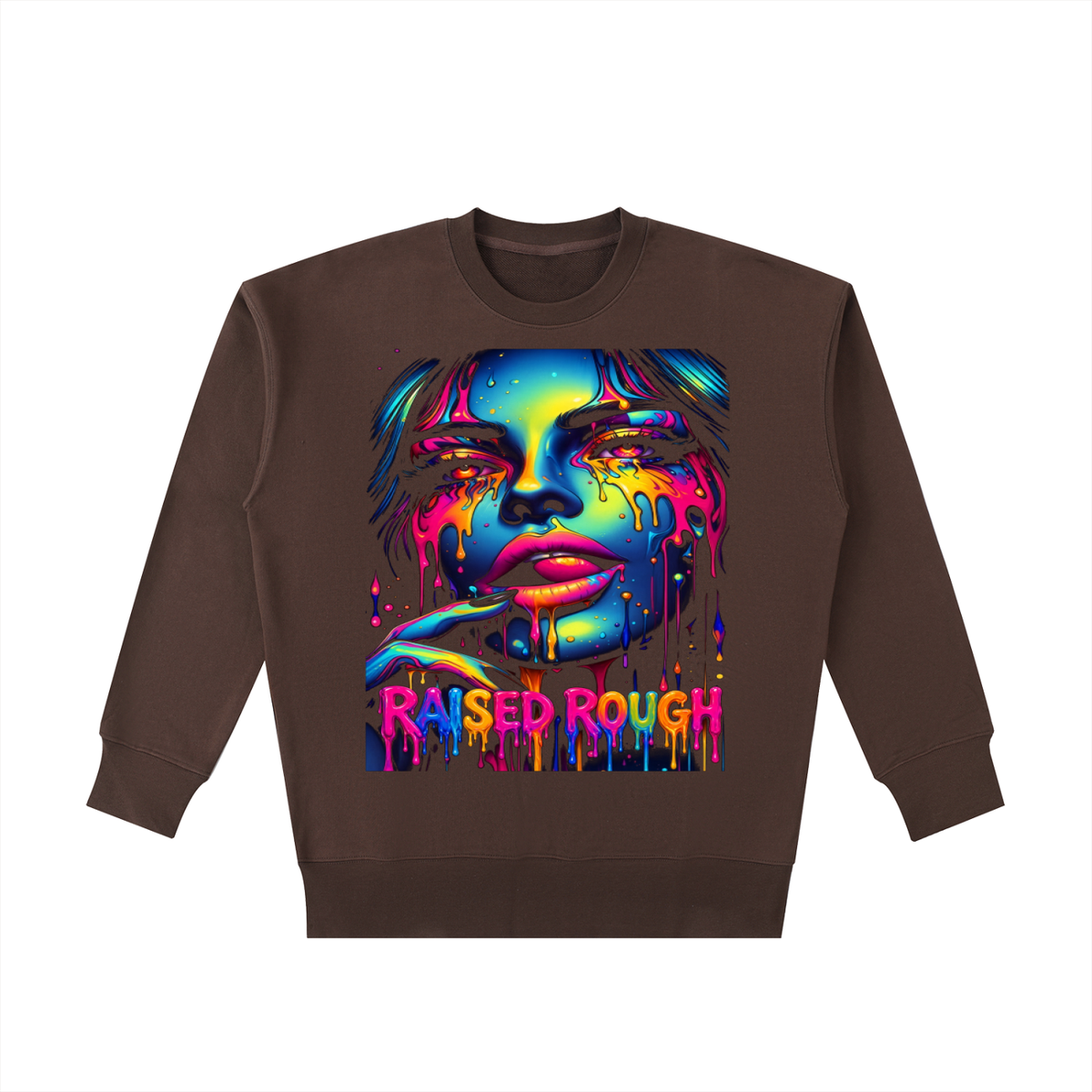 RAISED ROUGH Psychedelic Drip Essential Heavyweight Cotton Sweatshirt