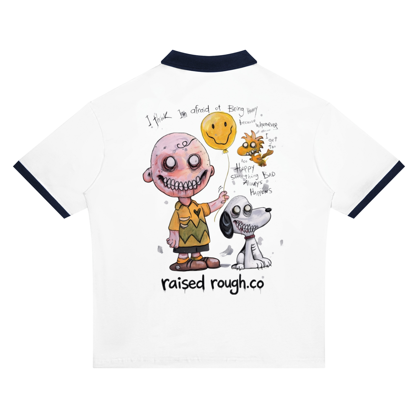 RAISED ROUGH Charlie and Snoopy Unisex Color Block Polo Shirt
