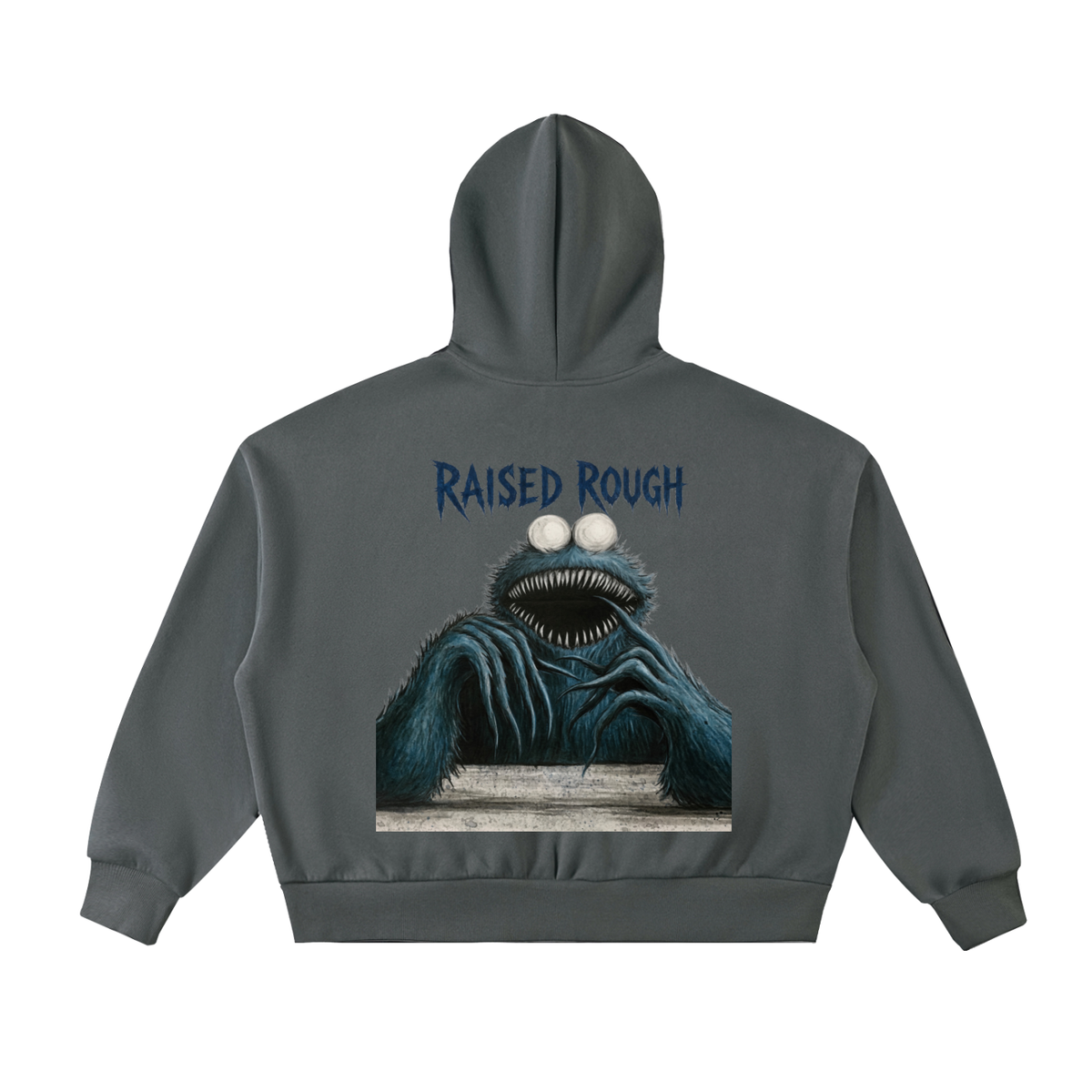 Raised Rough Cookie MonsterFleeced Full-Zip Boxy Hoodie