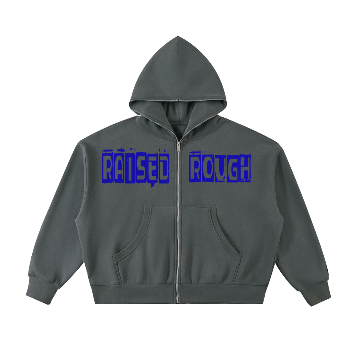 Raised Rough Cookie MonsterFleeced Full-Zip Boxy Hoodie