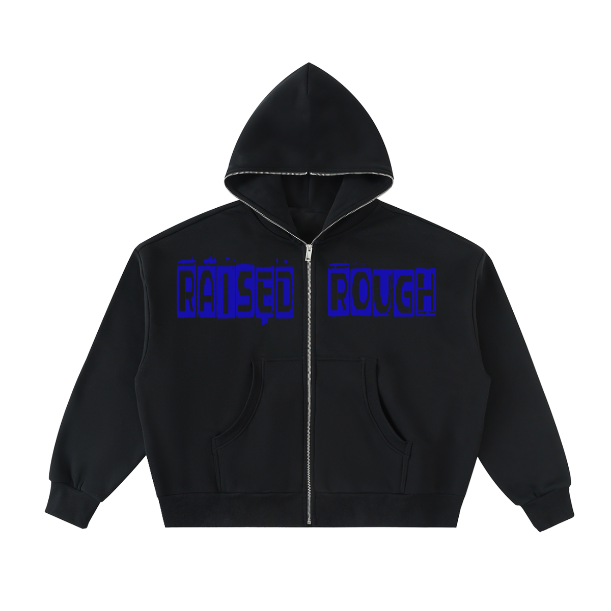 Raised Rough Cookie MonsterFleeced Full-Zip Boxy Hoodie