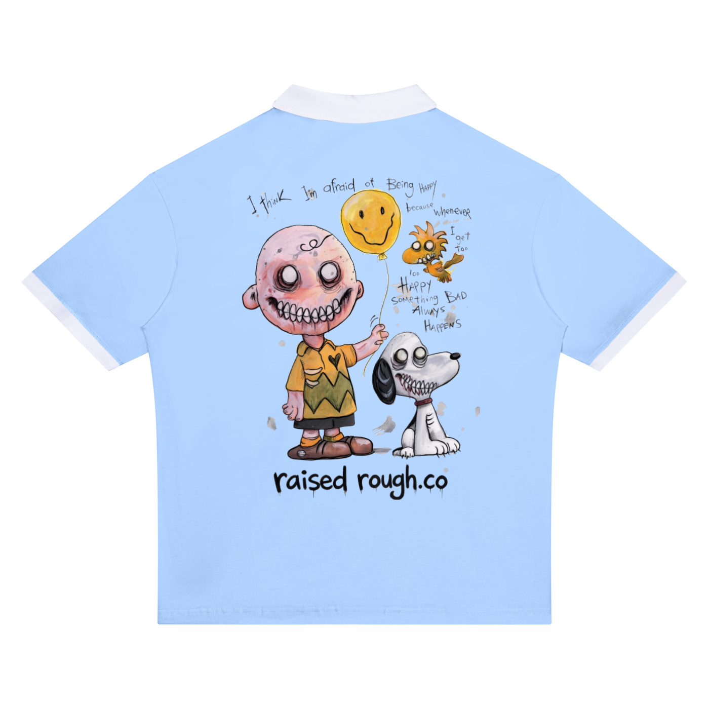 RAISED ROUGH Charlie and Snoopy Unisex Color Block Polo Shirt
