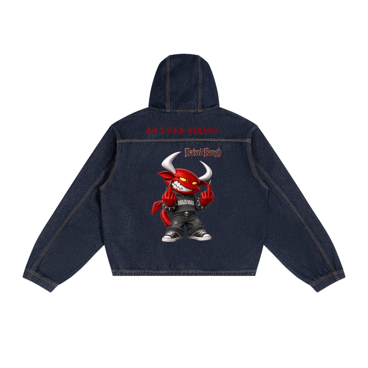 Raised Rough Men's Hooded Denim Jacket