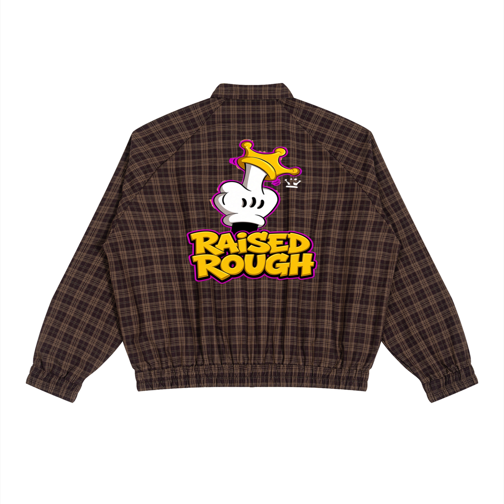 Middle Fingers Up Plaid Full-Zip Track Jacket