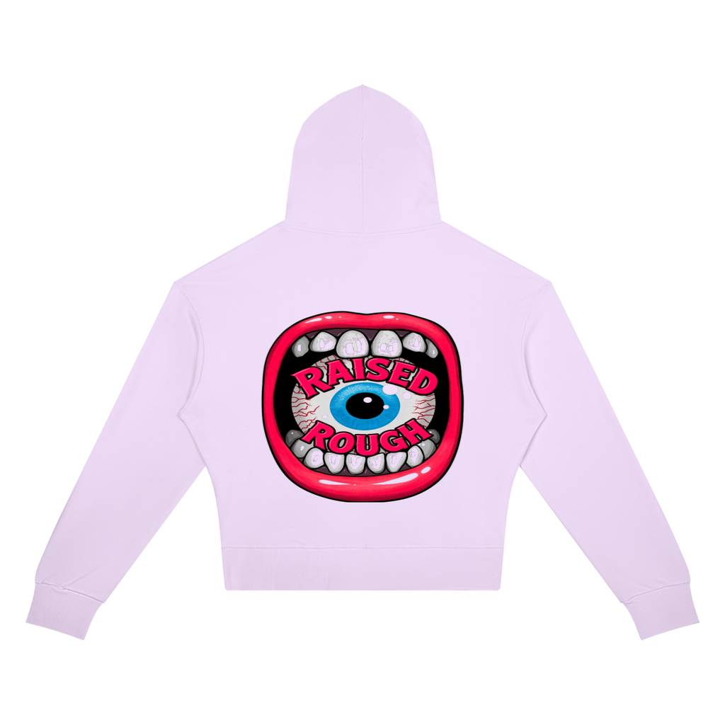RAISED ROUGH Mouth full Women’s Crop Drop Shoulder Hoodie