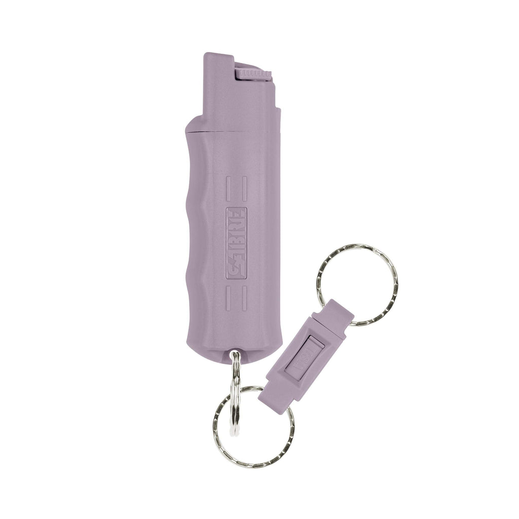 Sabre Pepper Spray with Quick Release Keychain for Self Defense – Maximum Police Strength OC Spray with UV Marking Dye, Twist Lock Safety, Finger Grip, 10‑Second Spray, 14‑ft Range, Made in USA