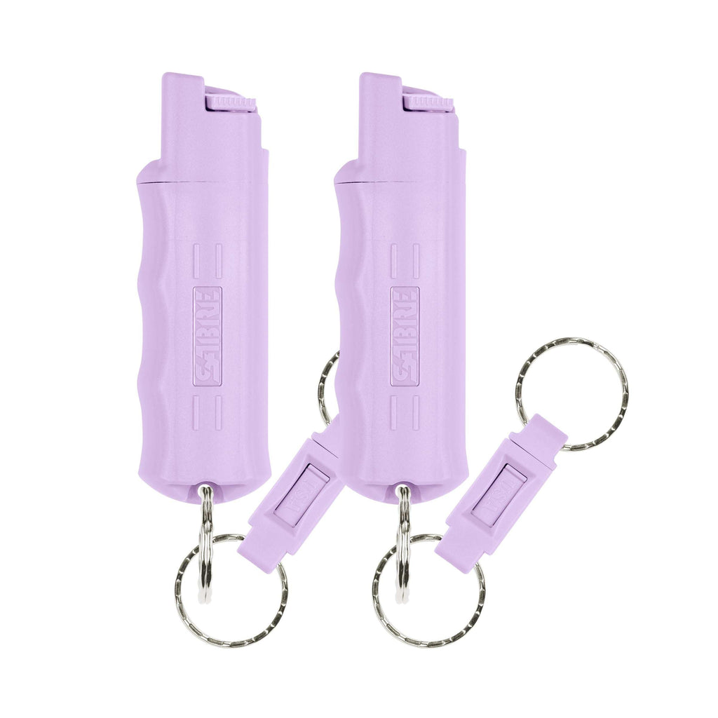 Sabre Pepper Spray with Quick Release Keychain for Self Defense – Maximum Police Strength OC Spray with UV Marking Dye, Twist Lock Safety, Finger Grip, 10‑Second Spray, 14‑ft Range, Made in USA