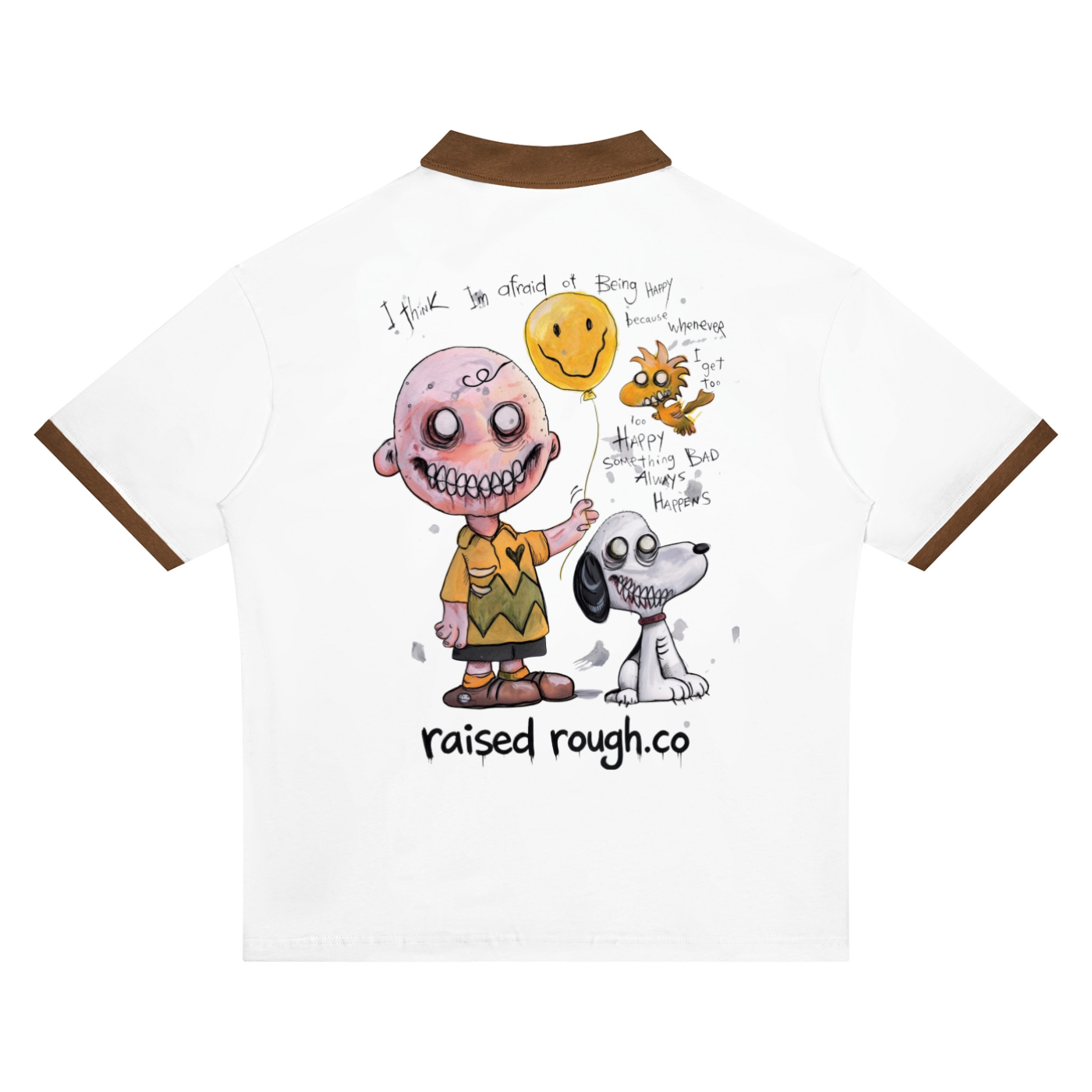 RAISED ROUGH Charlie and Snoopy Unisex Color Block Polo Shirt