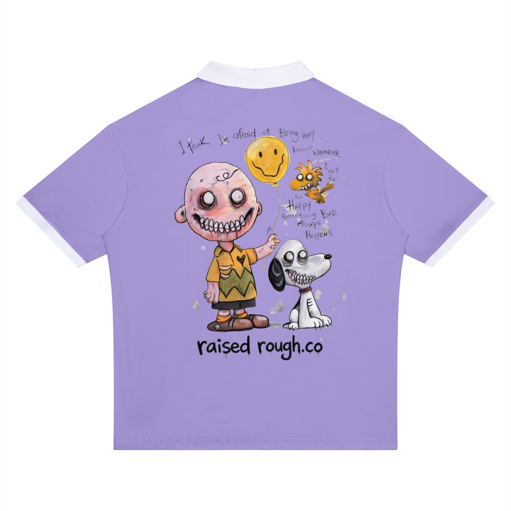 RAISED ROUGH Charlie and Snoopy Unisex Color Block Polo Shirt