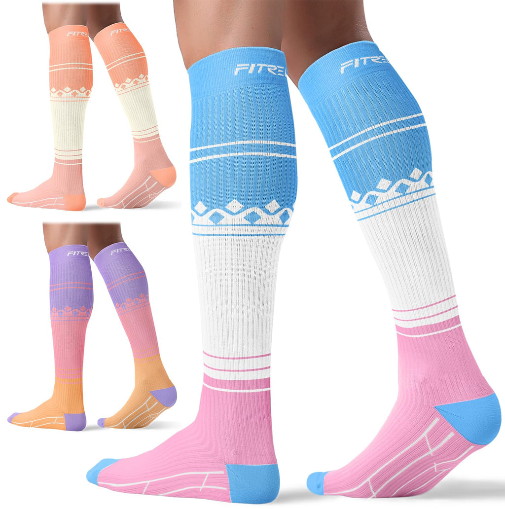 FITRELL 3 Pairs Compression Socks for Women and Men 20-30mmHg-Circulation Support Socks