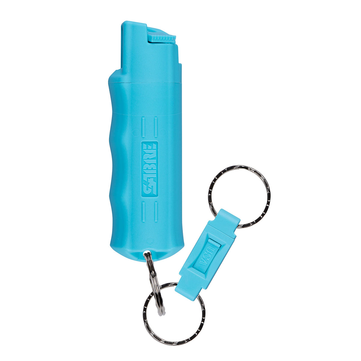 Sabre Pepper Spray with Quick Release Keychain for Self Defense – Maximum Police Strength OC Spray with UV Marking Dye, Twist Lock Safety, Finger Grip, 10‑Second Spray, 14‑ft Range, Made in USA