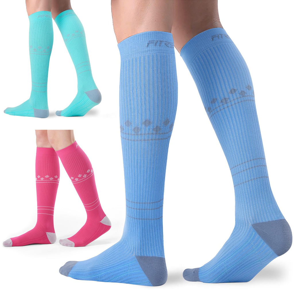 FITRELL 3 Pairs Compression Socks for Women and Men 20-30mmHg-Circulation Support Socks