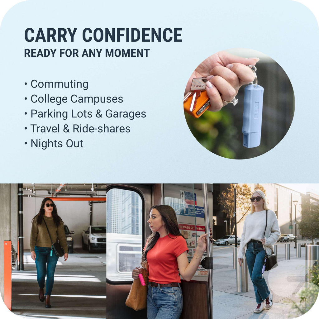 Sabre Pepper Spray with Quick Release Keychain for Self Defense – Maximum Police Strength OC Spray with UV Marking Dye, Twist Lock Safety, Finger Grip, 10‑Second Spray, 14‑ft Range, Made in USA