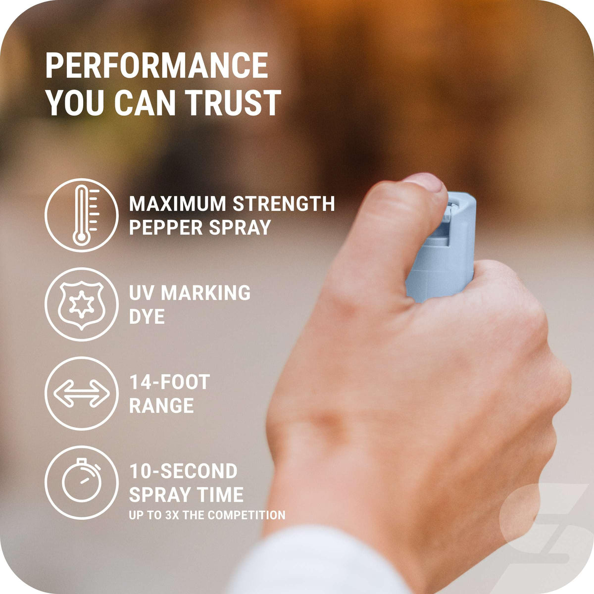 Sabre Pepper Spray with Quick Release Keychain for Self Defense – Maximum Police Strength OC Spray with UV Marking Dye, Twist Lock Safety, Finger Grip, 10‑Second Spray, 14‑ft Range, Made in USA