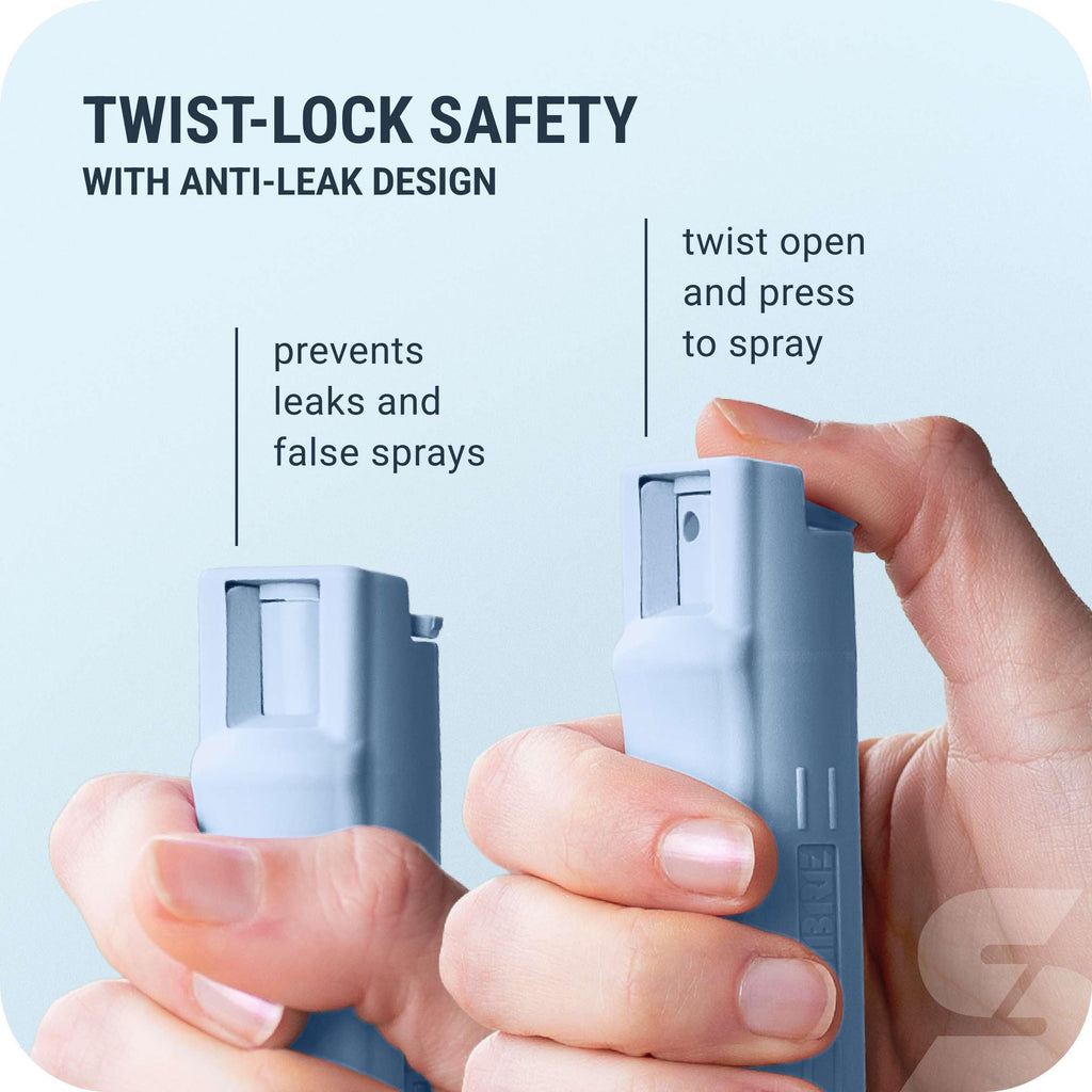 Sabre Pepper Spray with Quick Release Keychain for Self Defense – Maximum Police Strength OC Spray with UV Marking Dye, Twist Lock Safety, Finger Grip, 10‑Second Spray, 14‑ft Range, Made in USA