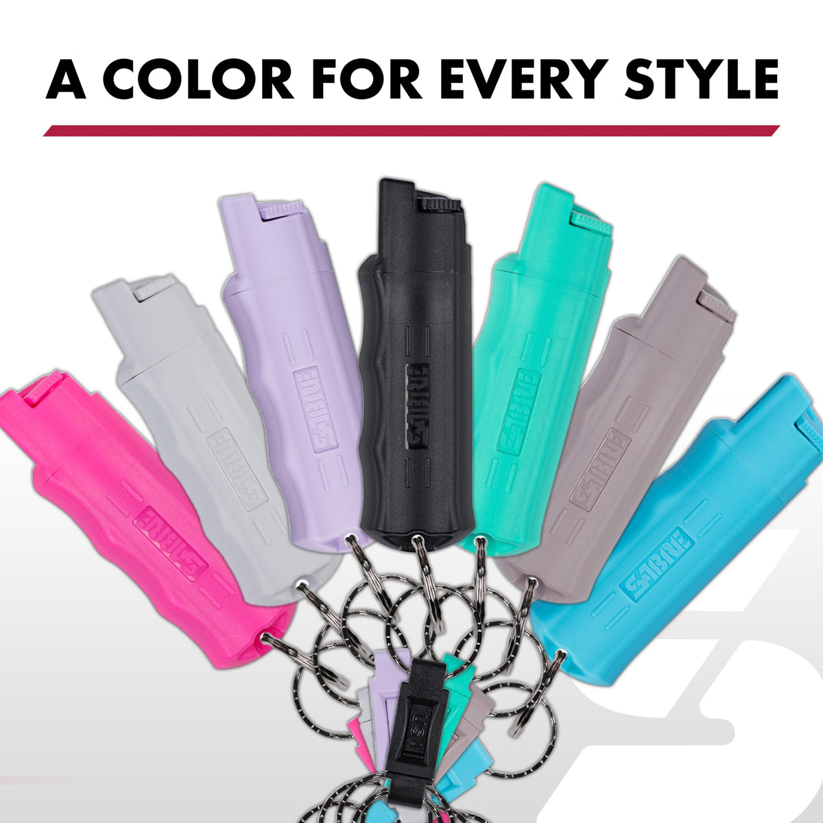 Sabre Pepper Spray with Quick Release Keychain for Self Defense – Maximum Police Strength OC Spray with UV Marking Dye, Twist Lock Safety, Finger Grip, 10‑Second Spray, 14‑ft Range, Made in USA