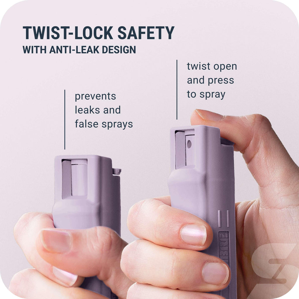 Sabre Pepper Spray with Quick Release Keychain for Self Defense – Maximum Police Strength OC Spray with UV Marking Dye, Twist Lock Safety, Finger Grip, 10‑Second Spray, 14‑ft Range, Made in USA