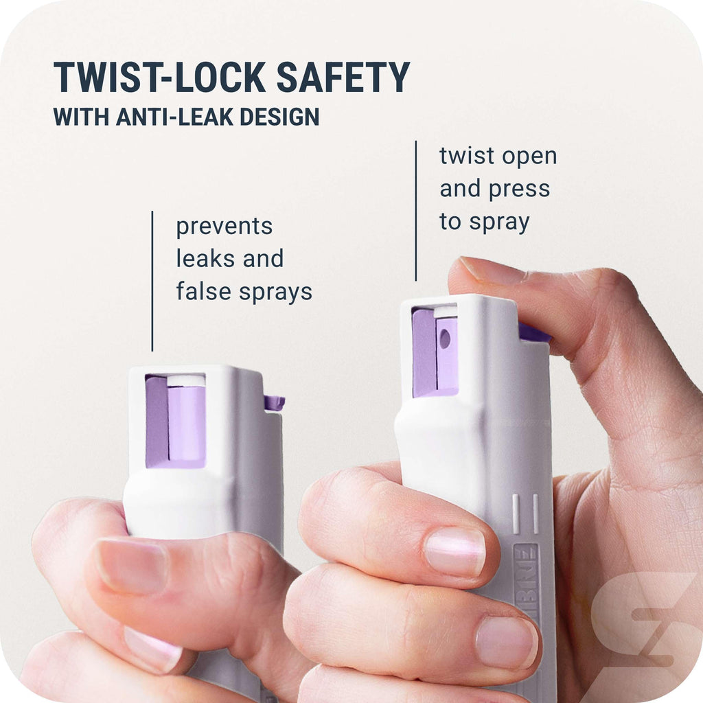 Sabre Pepper Spray with Quick Release Keychain for Self Defense – Maximum Police Strength OC Spray with UV Marking Dye, Twist Lock Safety, Finger Grip, 10‑Second Spray, 14‑ft Range, Made in USA