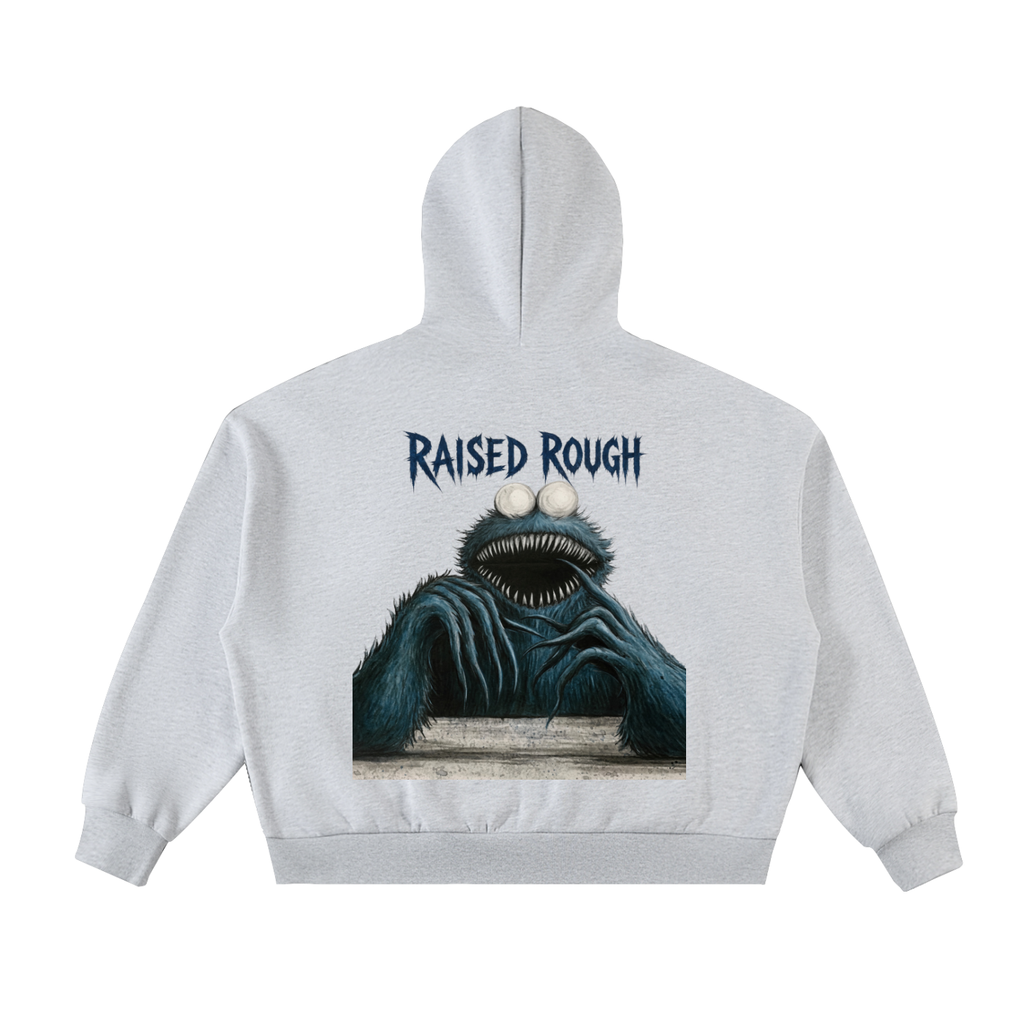 Raised Rough Cookie MonsterFleeced Full-Zip Boxy Hoodie