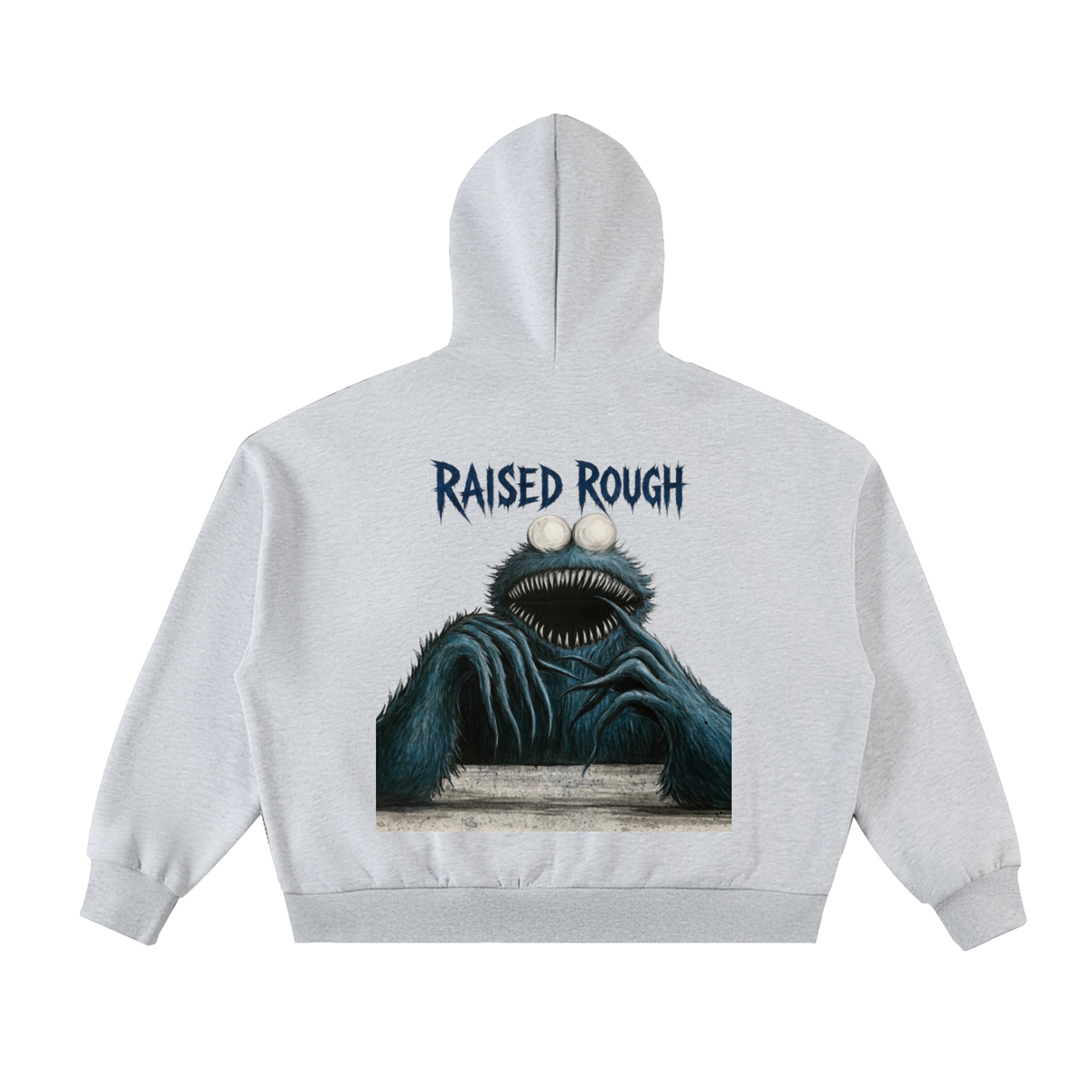 Raised Rough Cookie MonsterFleeced Full-Zip Boxy Hoodie