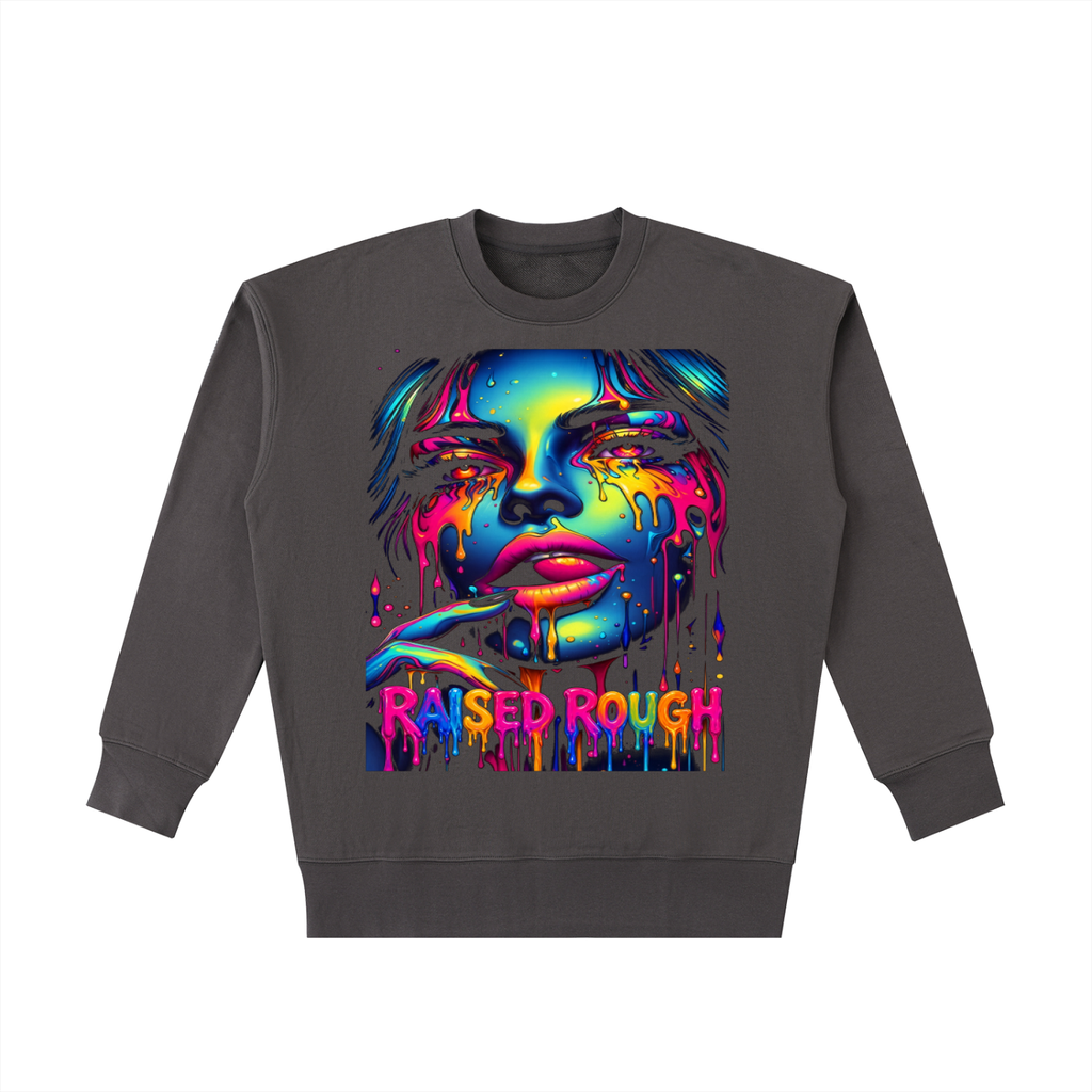 RAISED ROUGH Psychedelic Drip Essential Heavyweight Cotton Sweatshirt