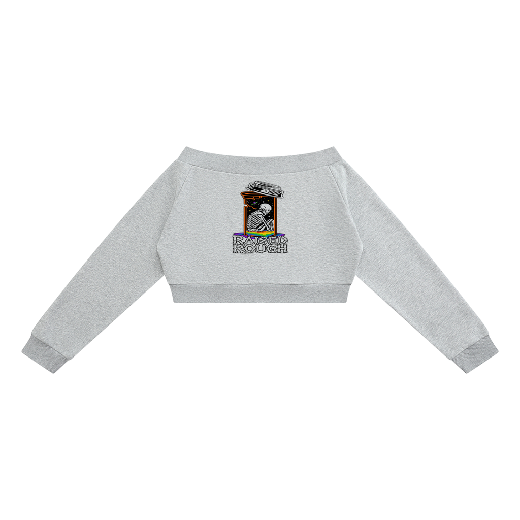 RAISED ROUGH RX SKELETON Women's Off-Shoulder Full Zip Hoodie