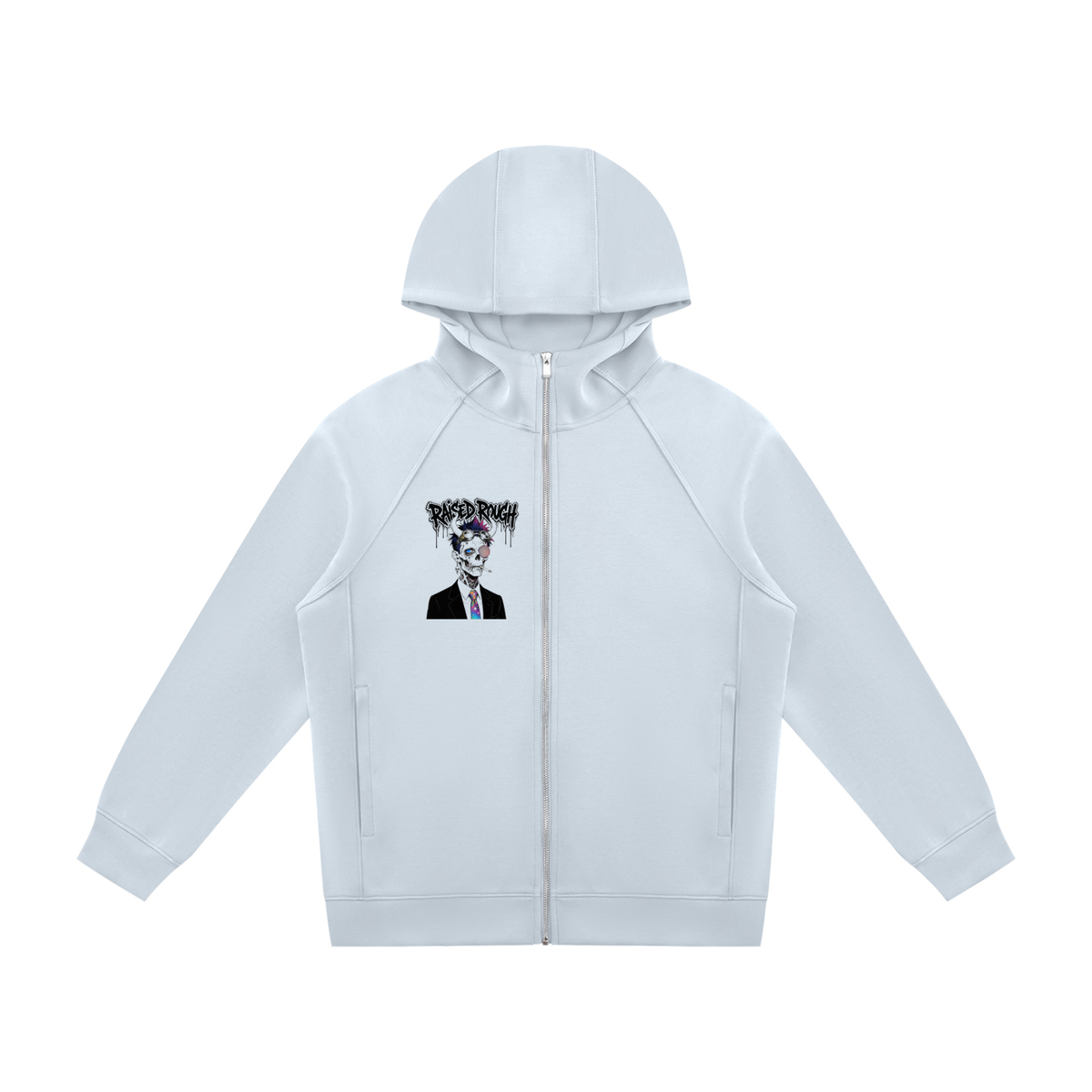 Raised Rough_punkrock_Unisex Raglan Full Zip Hoodie