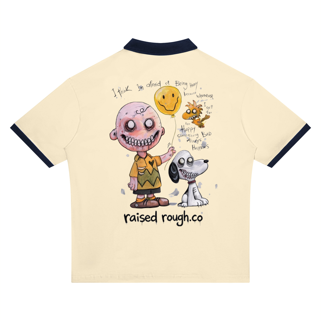 RAISED ROUGH Charlie and Snoopy Unisex Color Block Polo Shirt