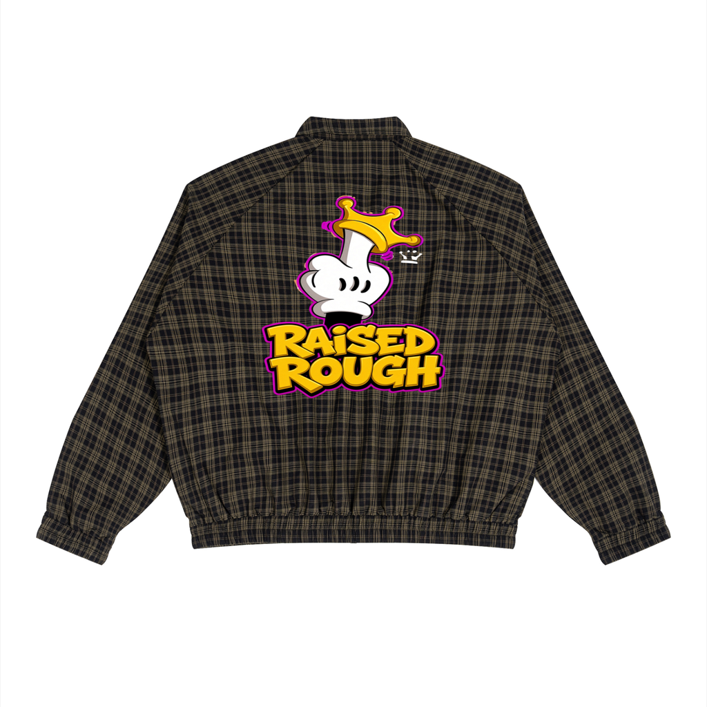 Middle Fingers Up Plaid Full-Zip Track Jacket